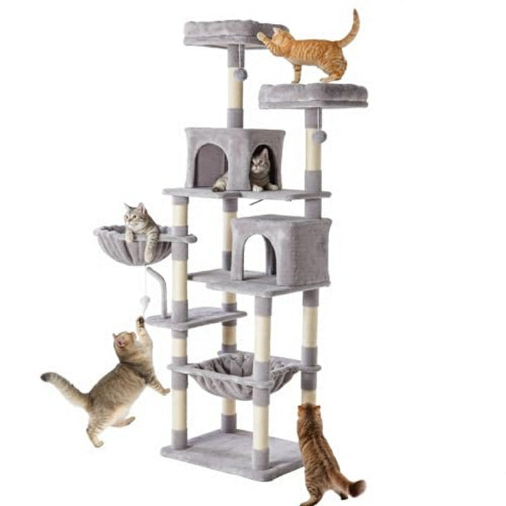 Unleash Your Cat's Inner Adventurer with the 71-Inch Pet Climbing Tower