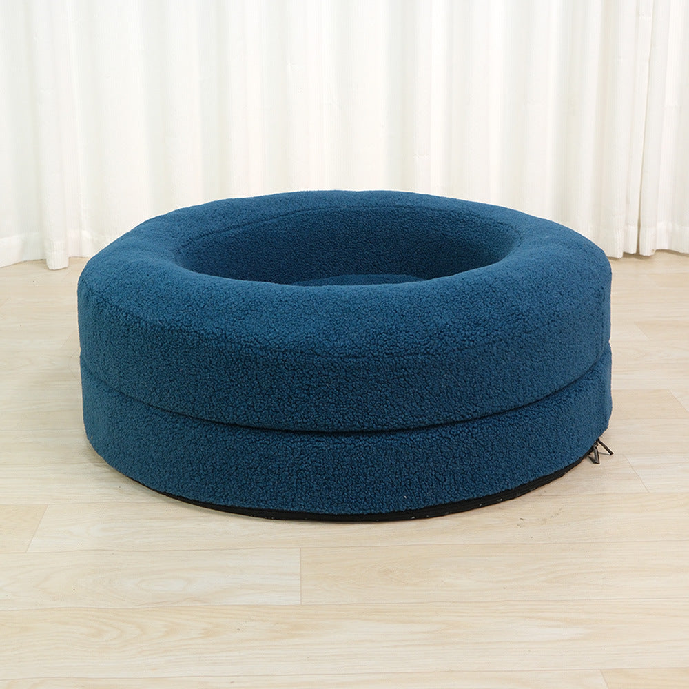 The Ultimate Comfort for Your Feline Friend: Introducing the Household Solid Color Leisure Pet Round Bed Cat Nest