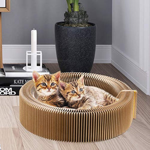 Transform Your Cat's Relaxation with the Durable Collapsible Cat Scratcher Lounge Bed