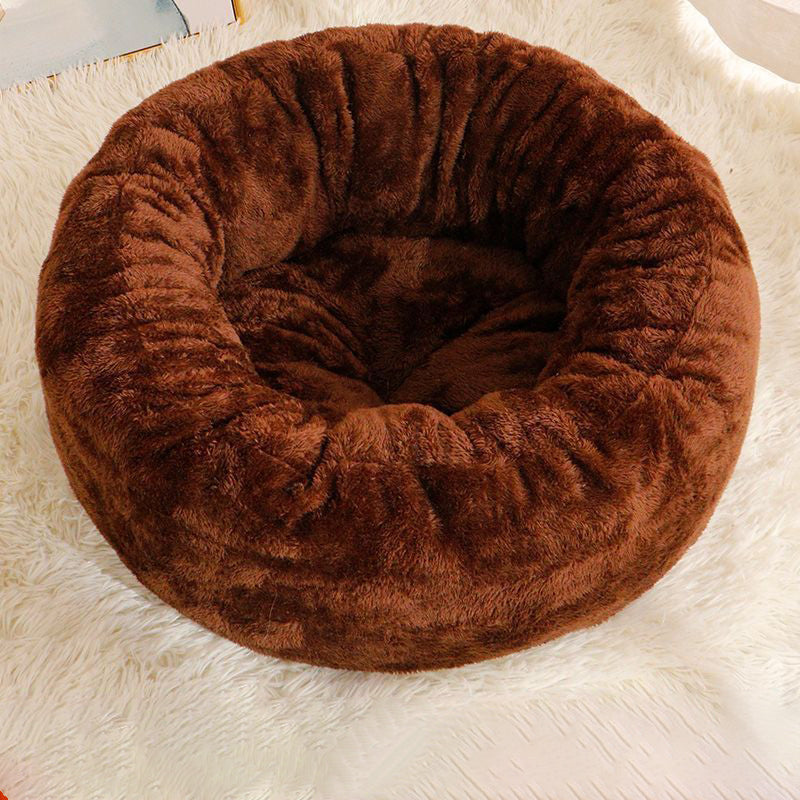 Plush Donut Dog and Cat Bed Fluffy Winter Cushion
