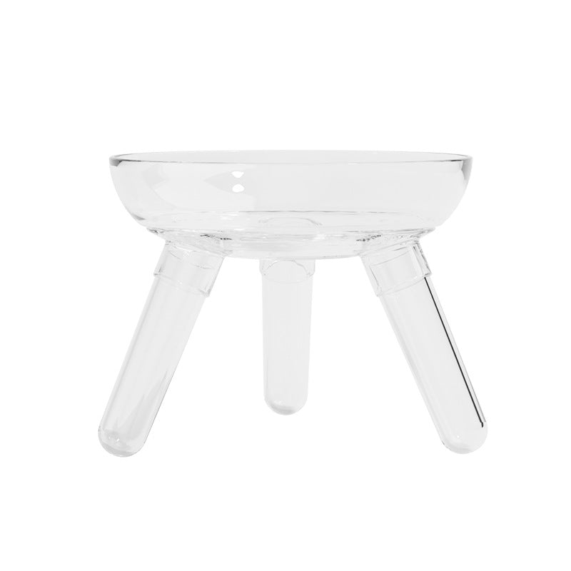 Transparent Anti-Spill Glass Feeding Bowl for Cats and Dogs
