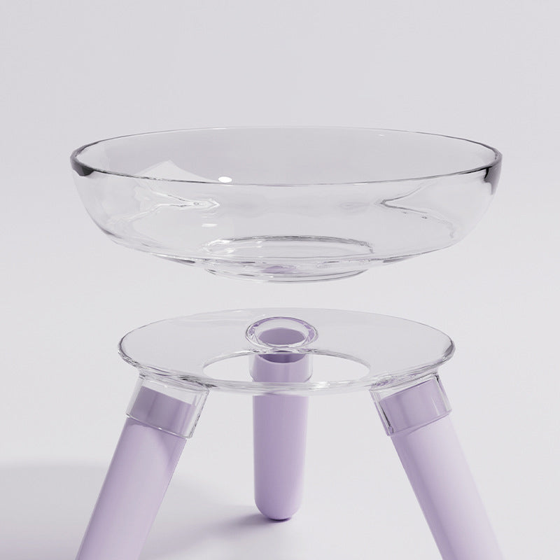 Transparent Anti-Spill Glass Feeding Bowl for Cats and Dogs