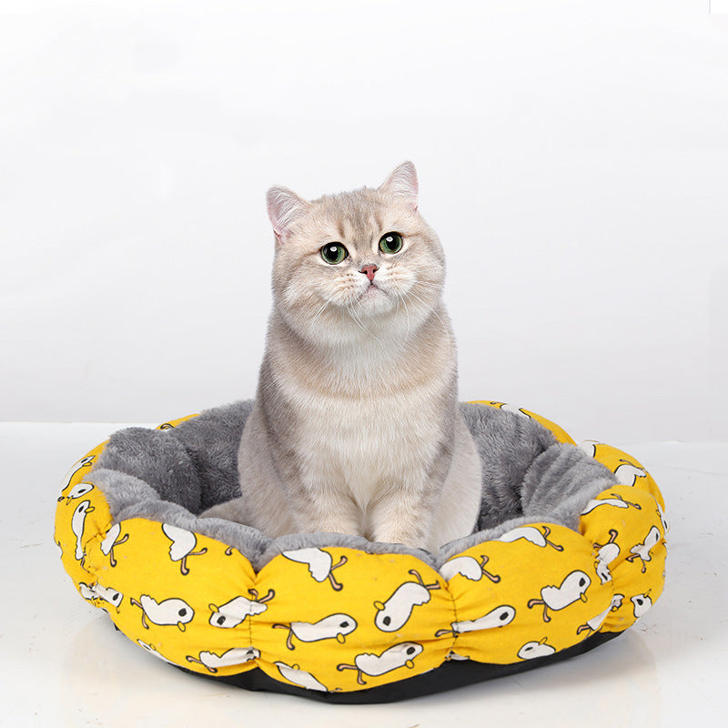 Round Fluffy Donut Cat and Dog Bed for Small and Medium Pets