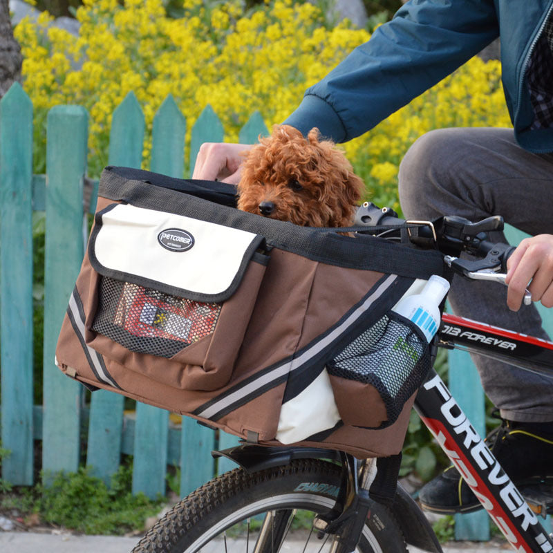 Removable Front Bicycle Carrier Basket for Cats and Dogs