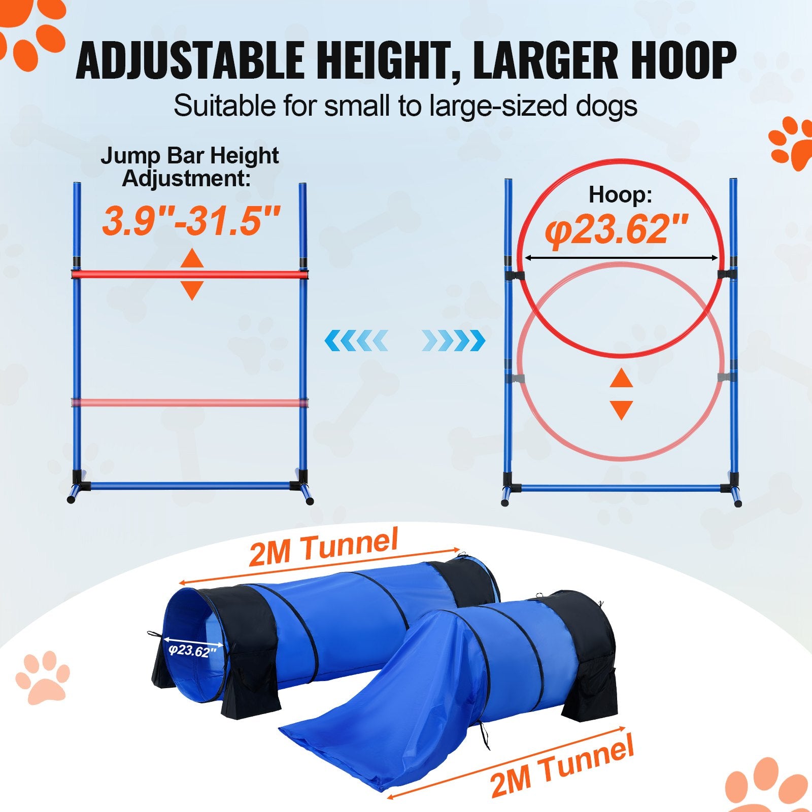 Agility Training Equipment Set 7 Pcs Hurdles Tunnels Jump Ring