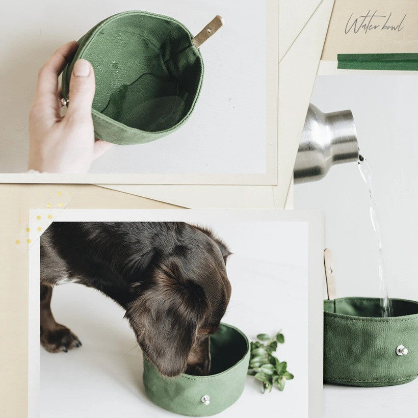 Folding Canvas Dog Bowl for Water and Food Feeding