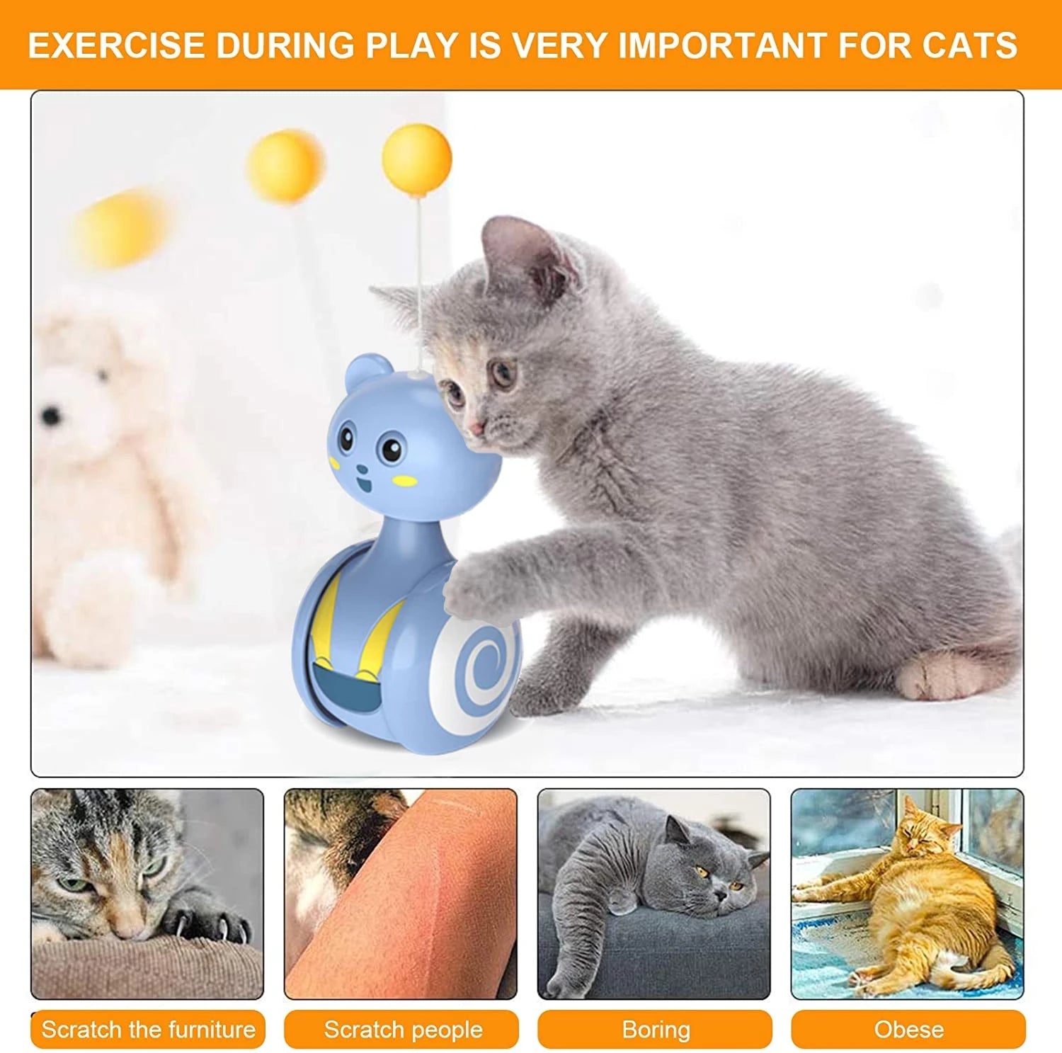 Interactive Feather and Rolling Cat Toys for Exercise