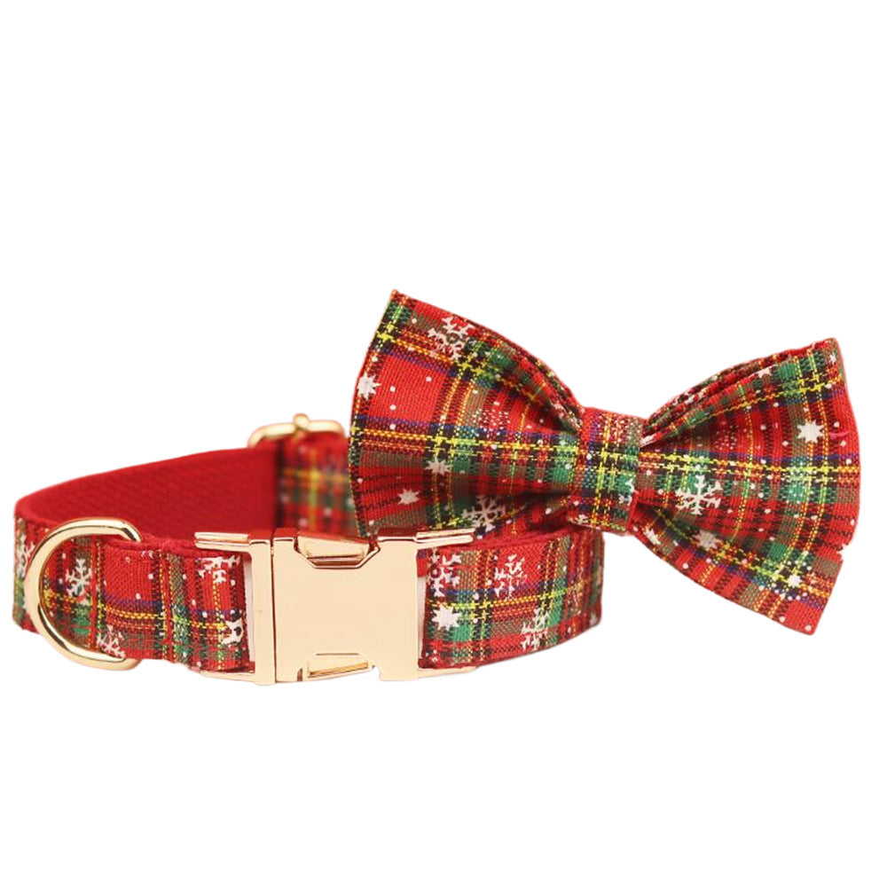 Christmas Plaid Dog Harness with Bowknot & Leash