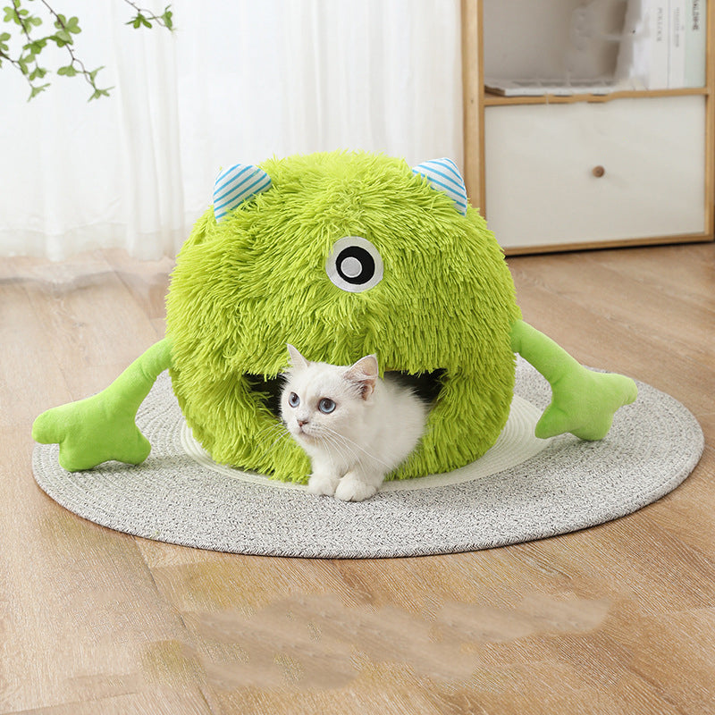 Fluffy Round Self-Warming Cat and Dog Bed Non-Slip