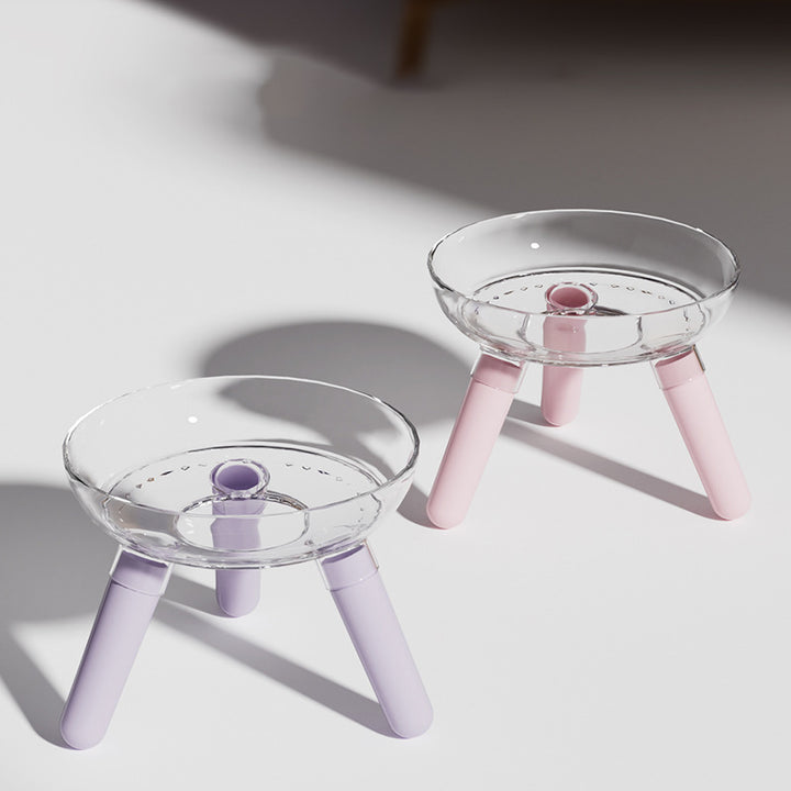 Transparent Anti-Spill Glass Feeding Bowl for Cats and Dogs