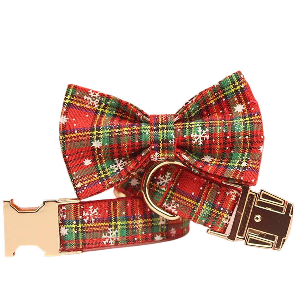Christmas Plaid Dog Harness with Bowknot & Leash