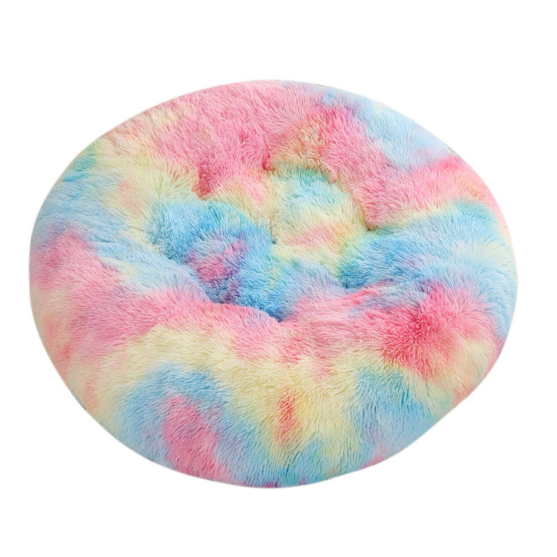 Round Pet Mat Dog Bed Plush Warm Sleep Dog Bed Cathouse Doghouse