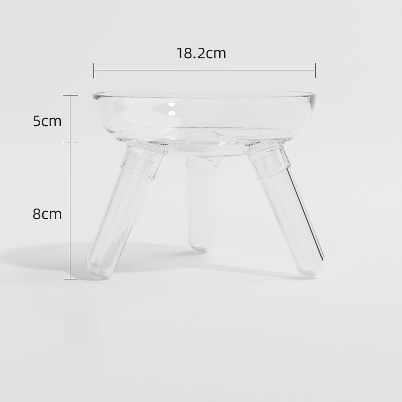 Transparent Anti-Spill Glass Feeding Bowl for Cats and Dogs