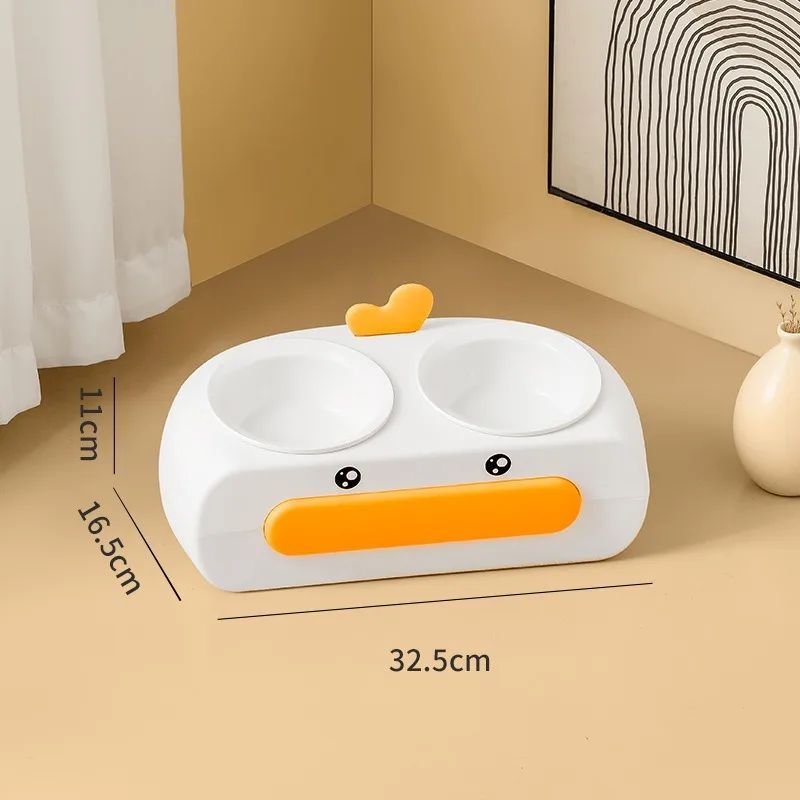 Duck Design Double Feeding Bowl for Cats and Dogs