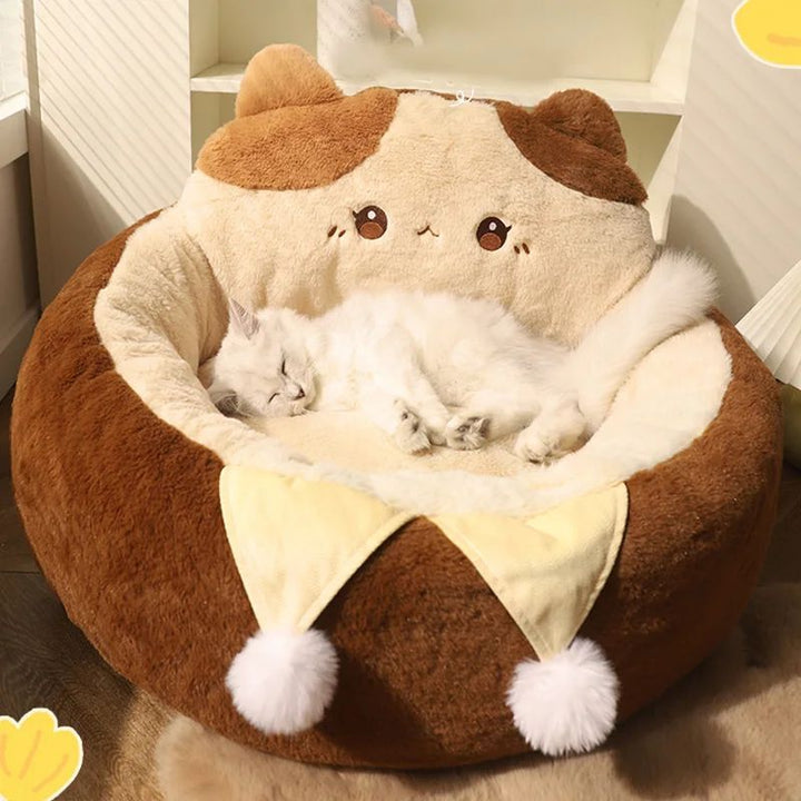 Round Soft Cat and Dog Bed Winter Cushion for Pets
