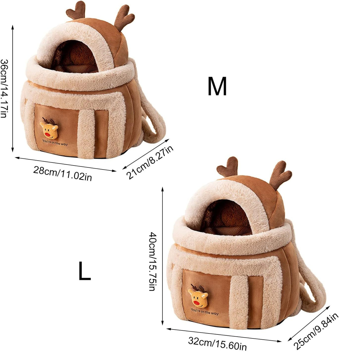 Plush Dog Carrier Backpack with Hand Warmers for Travel