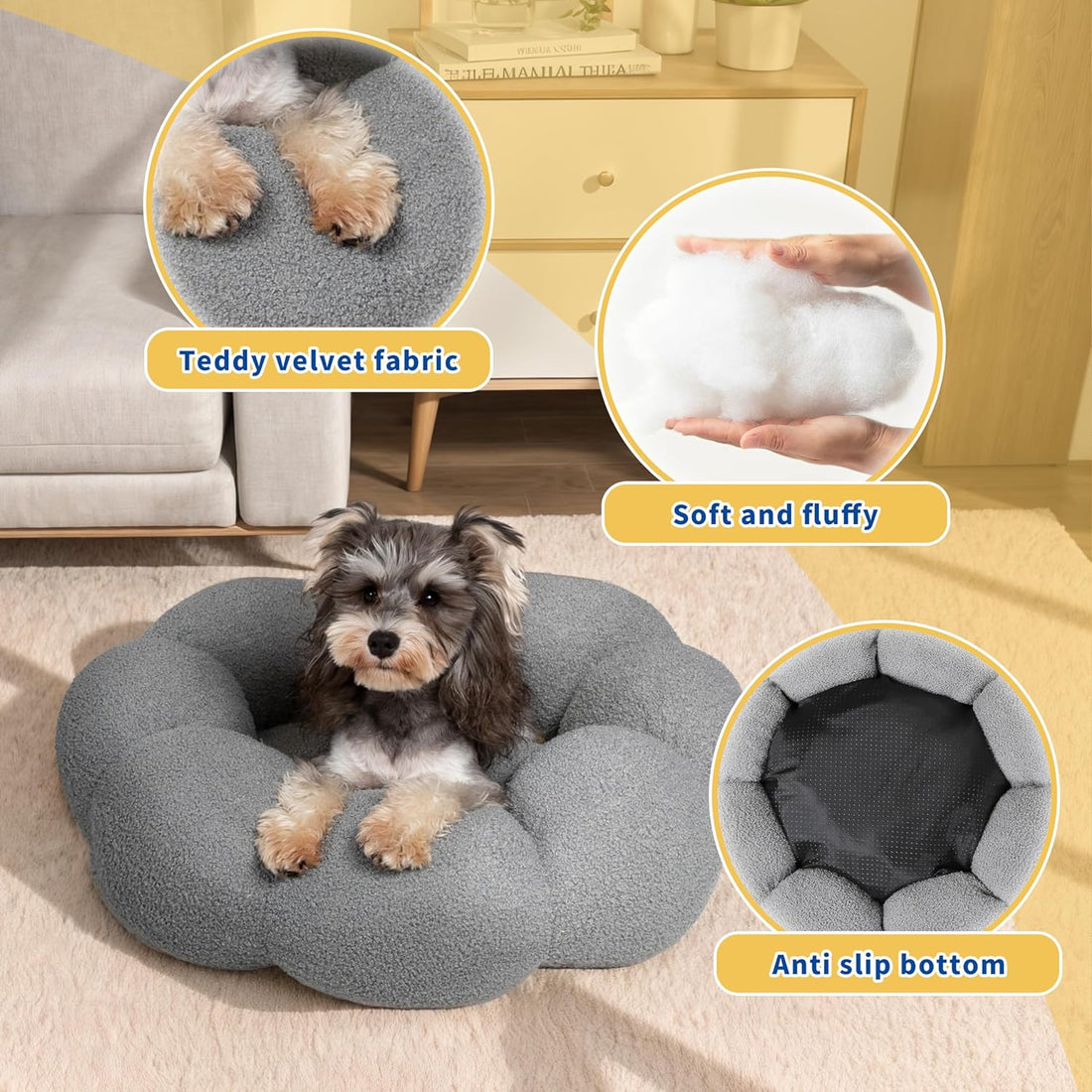 Fluffy Plush Donut Cat and Dog Bed Non-Slip and Washable