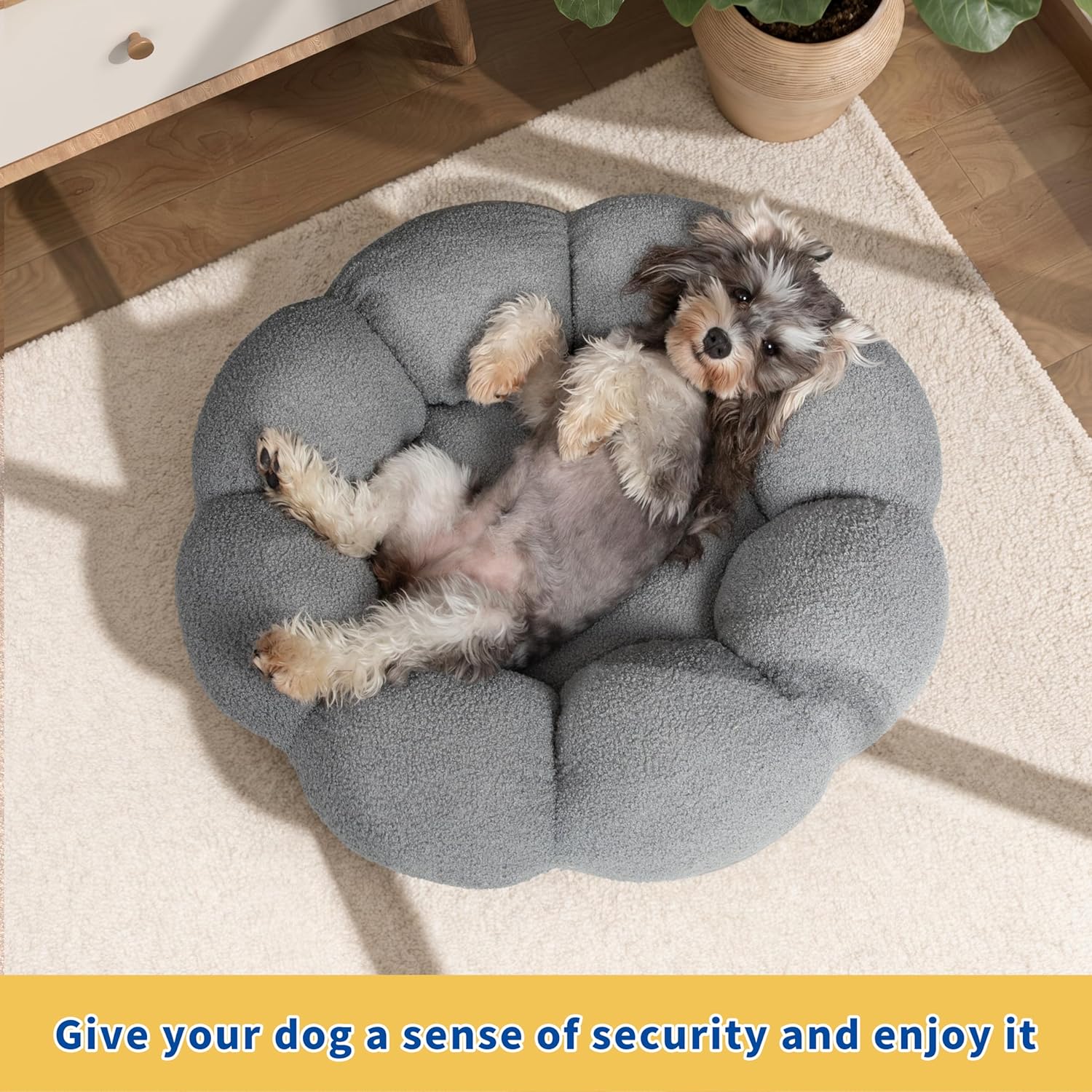 Fluffy Plush Donut Cat and Dog Bed Non-Slip and Washable