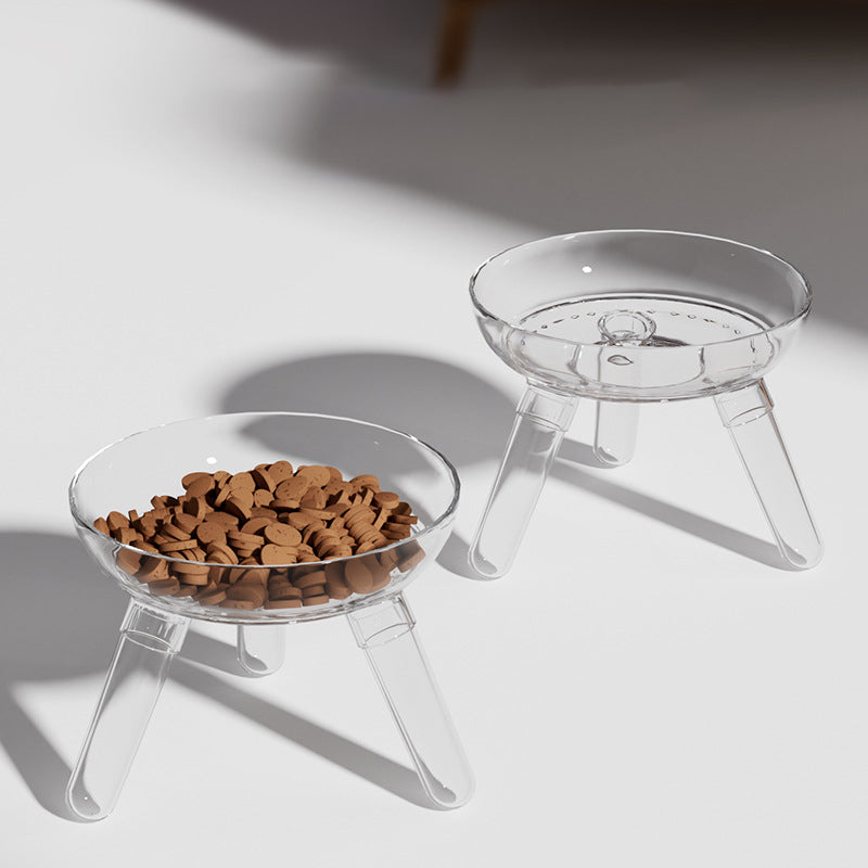 Transparent Anti-Spill Glass Feeding Bowl for Cats and Dogs