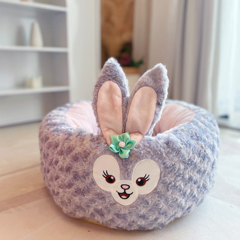 Cartoon Red Panda Plush Pet Nest Round Bed for All Seasons