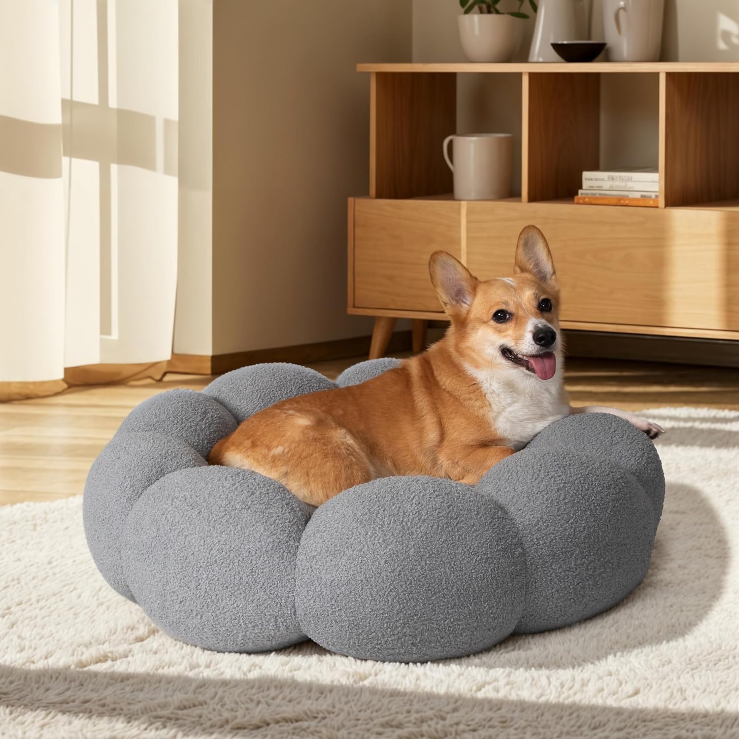 Fluffy Plush Donut Cat and Dog Bed Non-Slip and Washable
