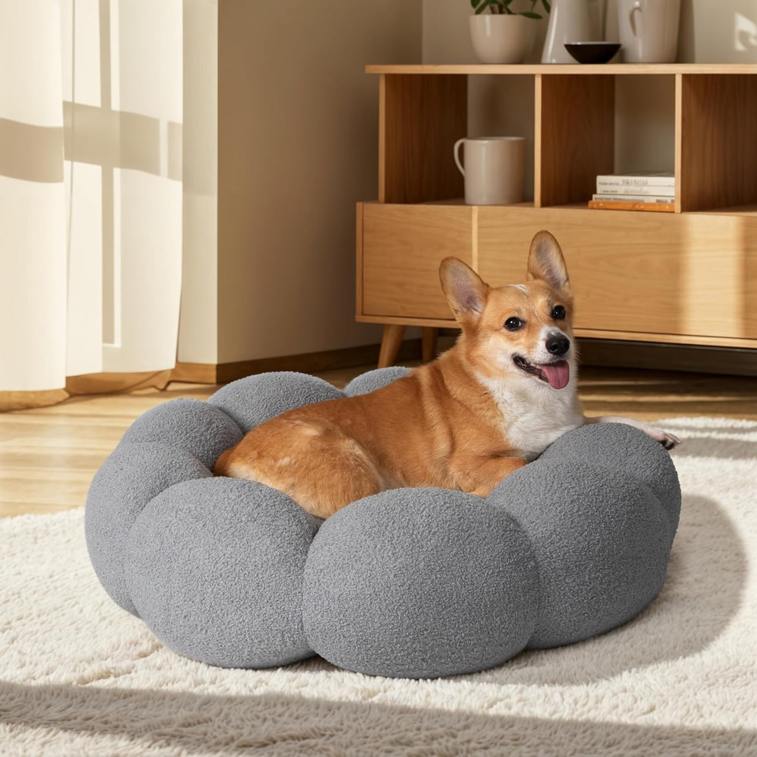 Fluffy Plush Donut Cat and Dog Bed Non-Slip and Washable
