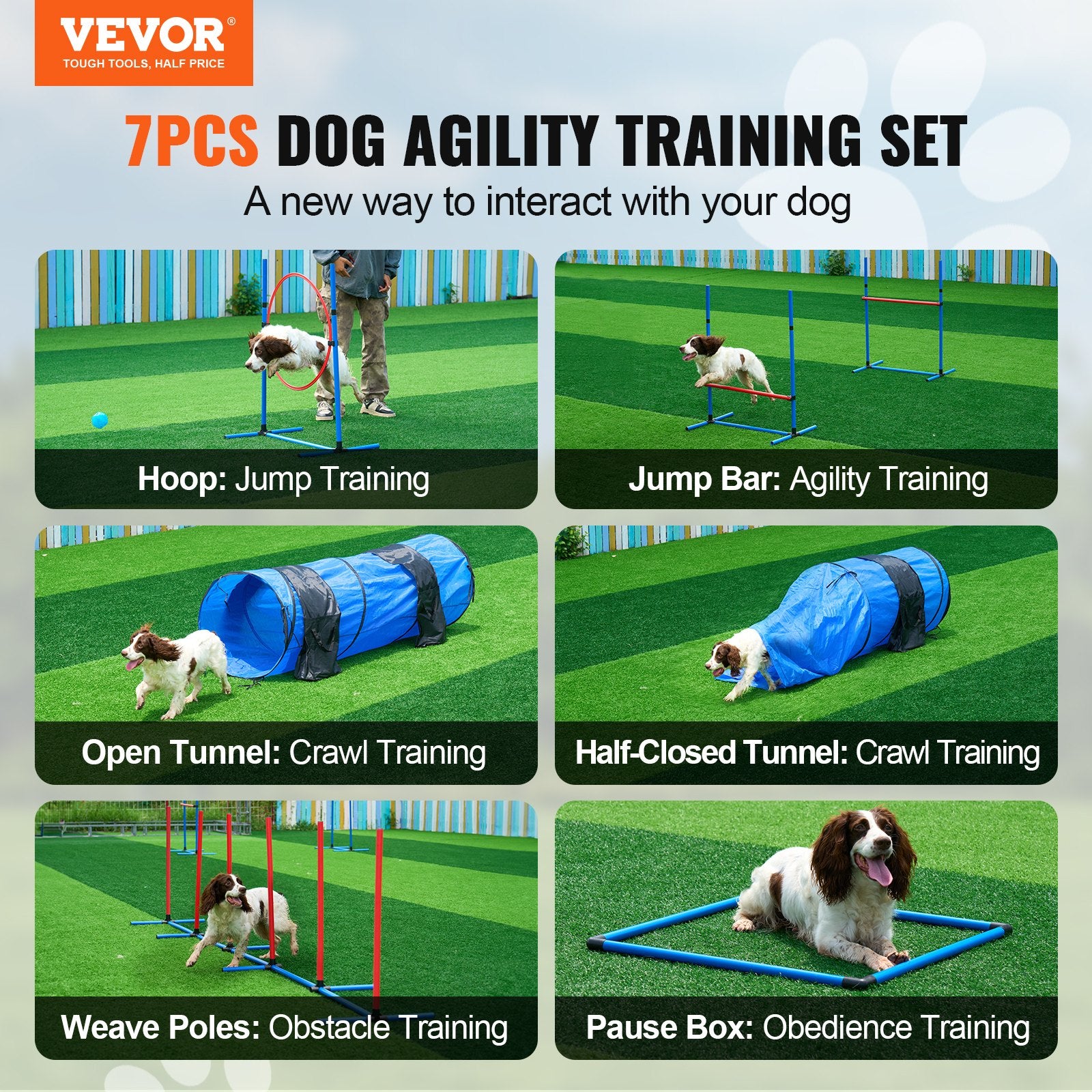 Agility Training Equipment Set 7 Pcs Hurdles Tunnels Jump Ring