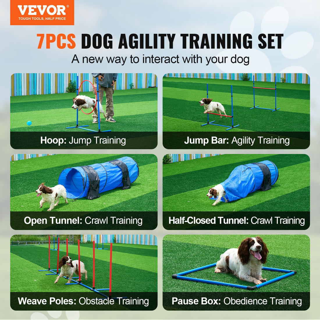 Agility Training Equipment Set 7 Pcs Hurdles Tunnels Jump Ring