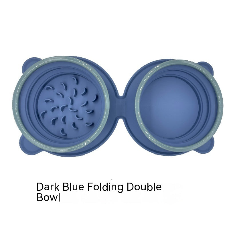 Portable Foldable Silicone Double Feeding Bowl for Cats and Dogs