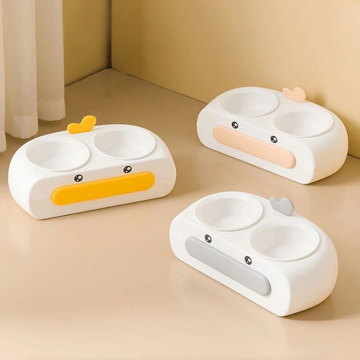 Duck Design Double Feeding Bowl for Cats and Dogs