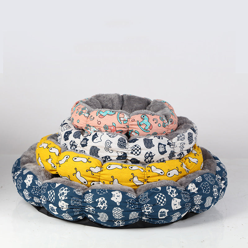Round Fluffy Donut Cat and Dog Bed for Small and Medium Pets
