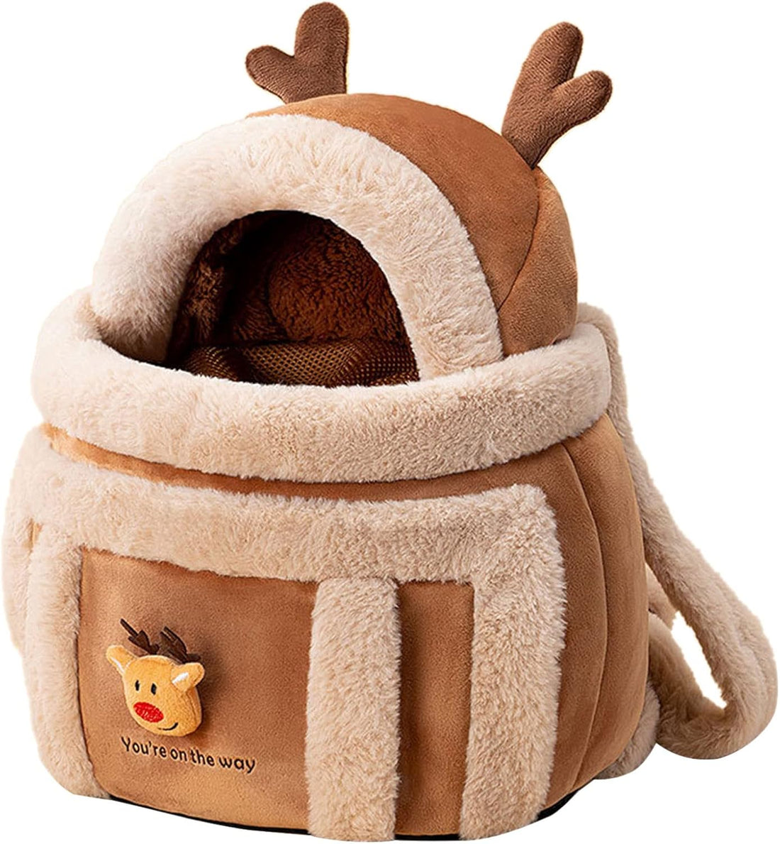 Plush Dog Carrier Backpack with Hand Warmers for Travel