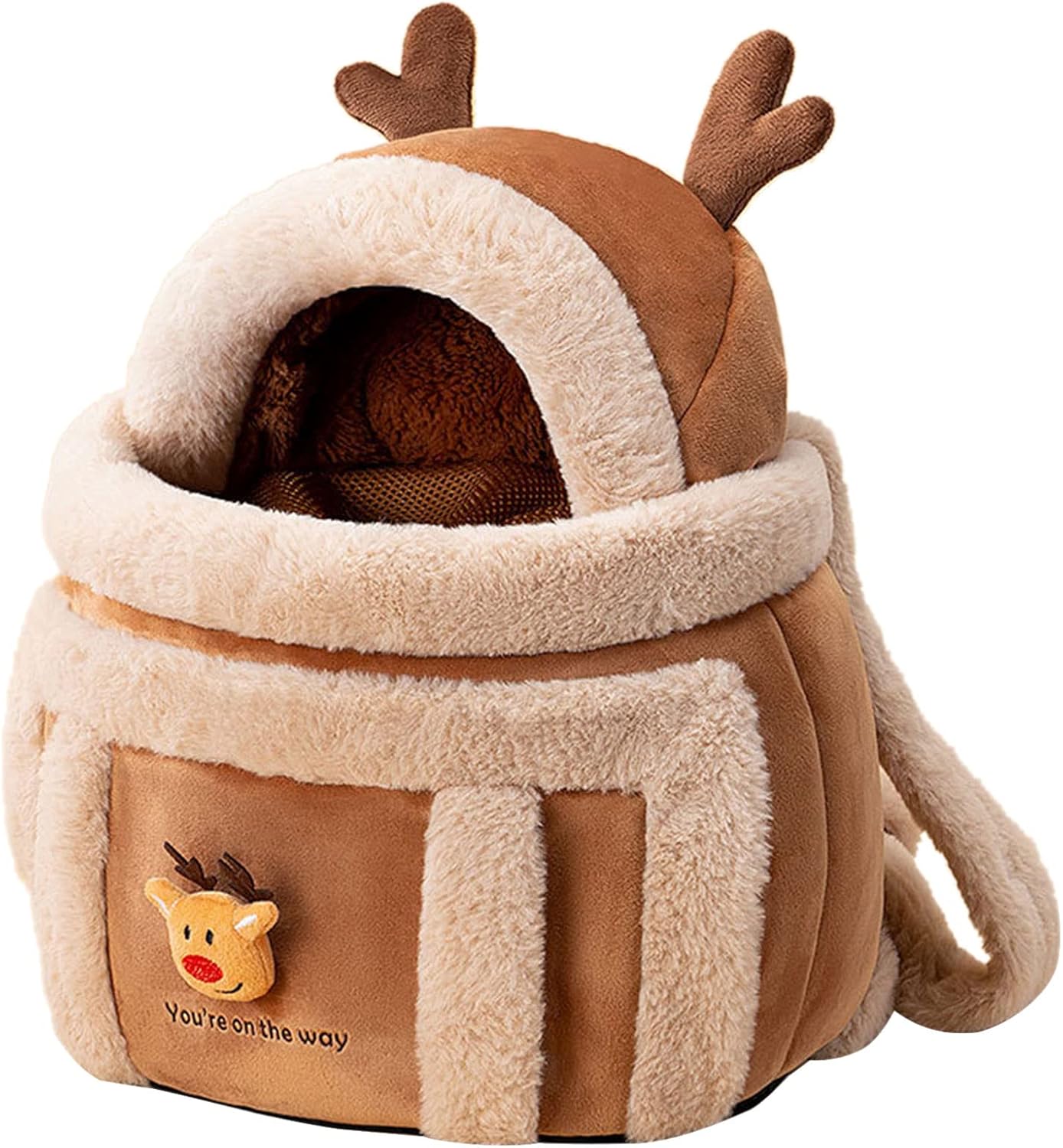 Plush Dog Carrier Backpack with Hand Warmers for Travel