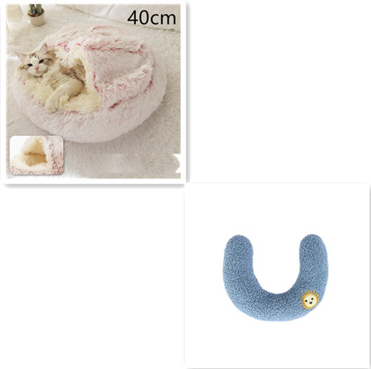 2-in-1 Round Plush Dog and Cat Winter Bed Soft and Warm