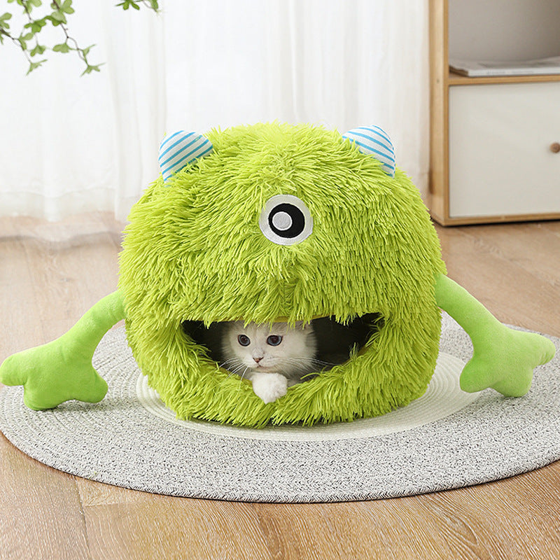 Fluffy Round Self-Warming Cat and Dog Bed Non-Slip