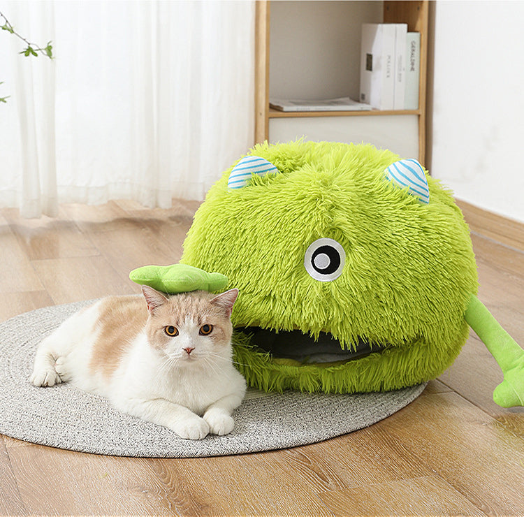 Fluffy Round Self-Warming Cat and Dog Bed Non-Slip