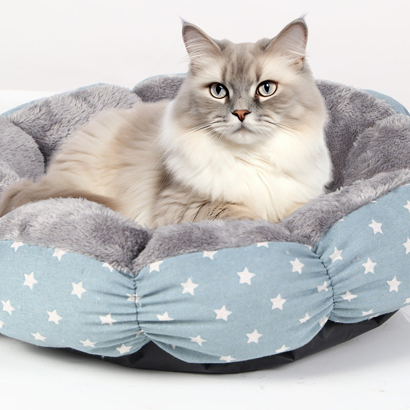 Round Fluffy Donut Cat and Dog Bed for Small and Medium Pets