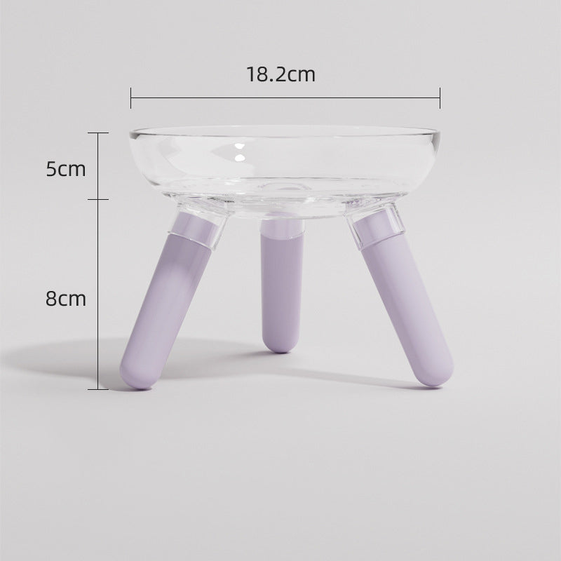 Transparent Anti-Spill Glass Feeding Bowl for Cats and Dogs
