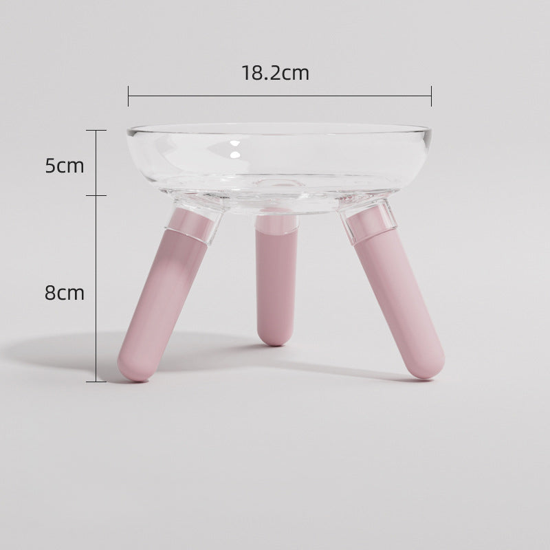 Transparent Anti-Spill Glass Feeding Bowl for Cats and Dogs