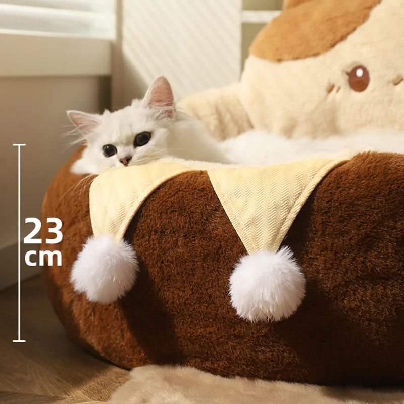 Round Soft Cat and Dog Bed Winter Cushion for Pets
