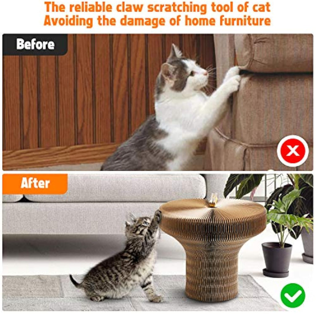 Collapsible Cardboard Cat Scratcher Lounge Bed for Large Cats