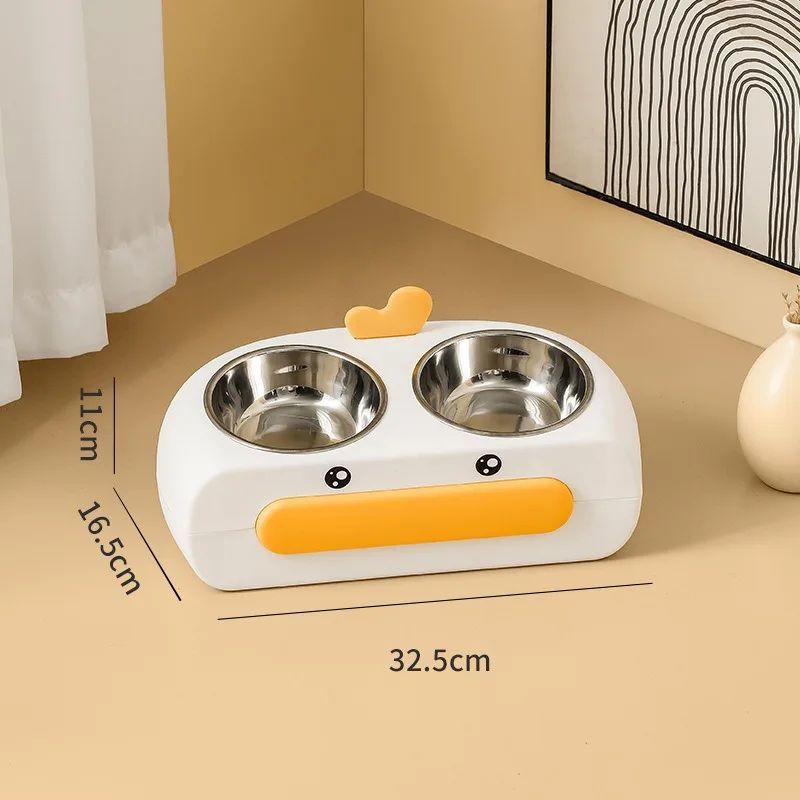 Duck Design Double Feeding Bowl for Cats and Dogs