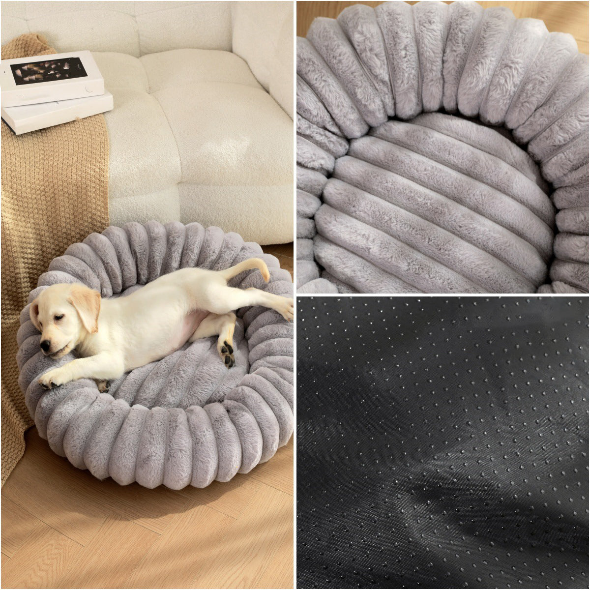 Plush Round Pet Bed for Cats and Small Dogs