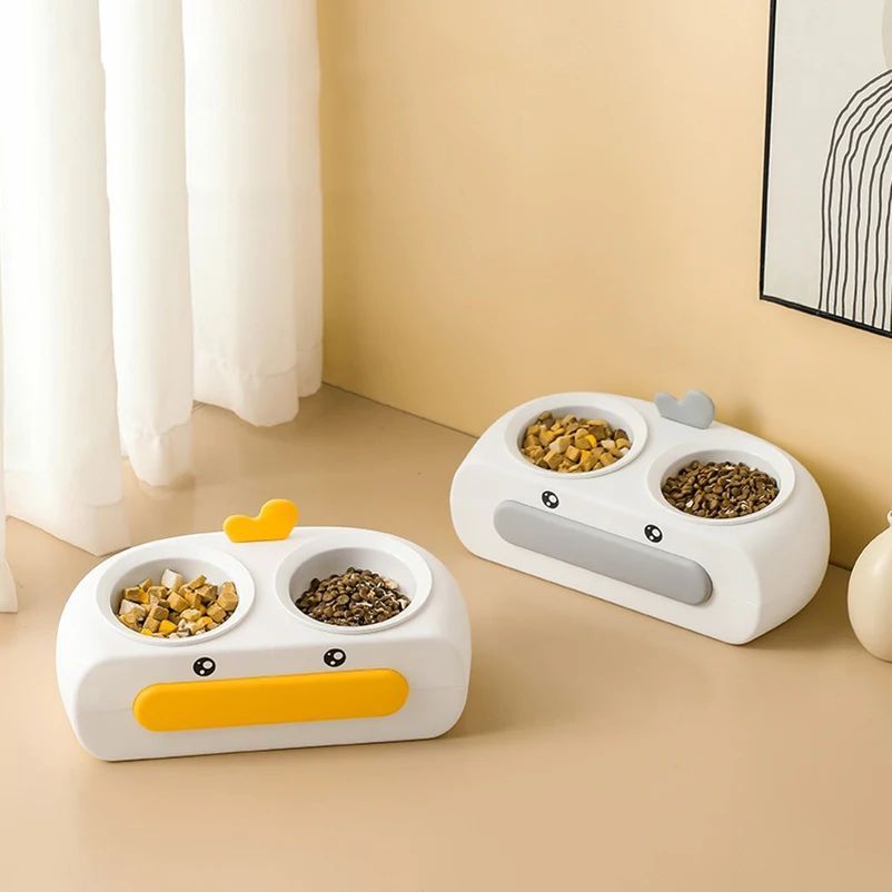 Duck Design Double Feeding Bowl for Cats and Dogs