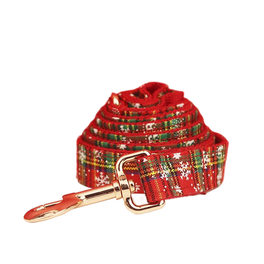 Christmas Plaid Dog Harness with Bowknot & Leash