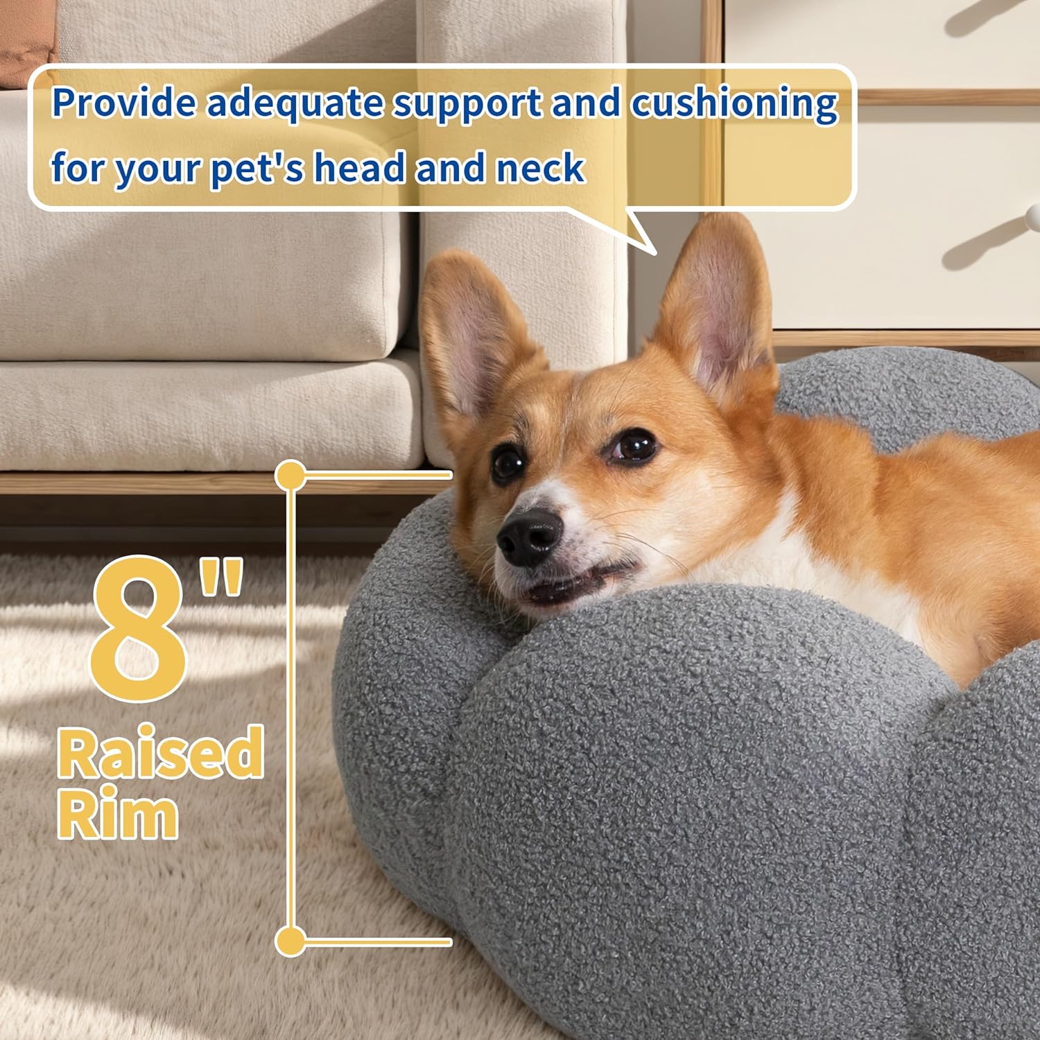 Fluffy Plush Donut Cat and Dog Bed Non-Slip and Washable