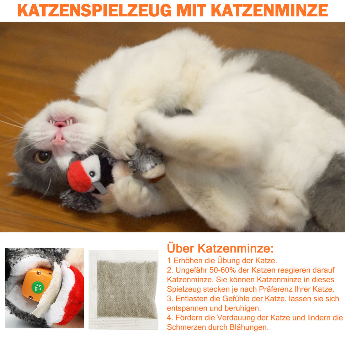 Electric Interactive Bird Cat Toy Rechargeable Automatic Catnip Toy
