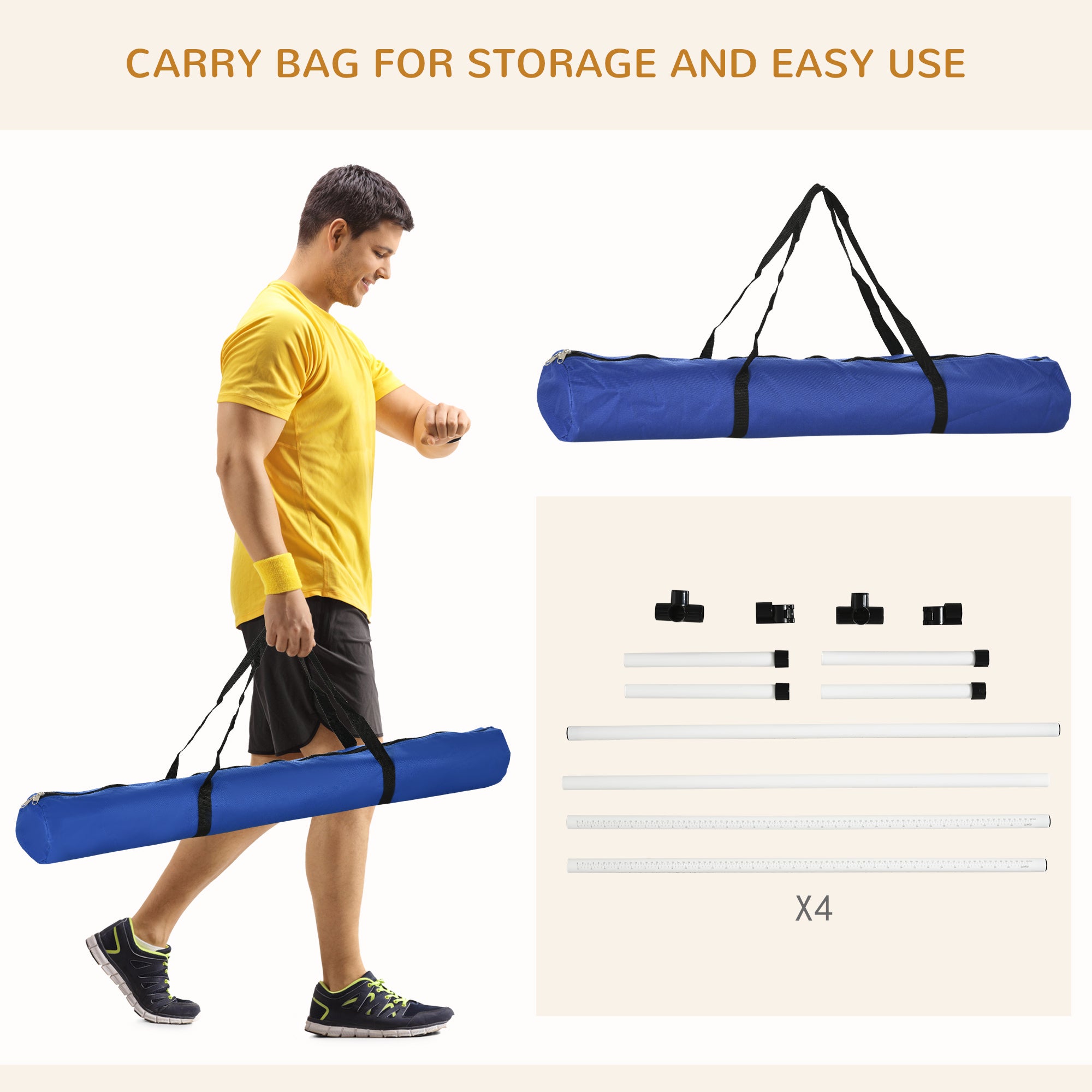 Agility Training Equipment 4 Piece Adjustable Jumping Poles