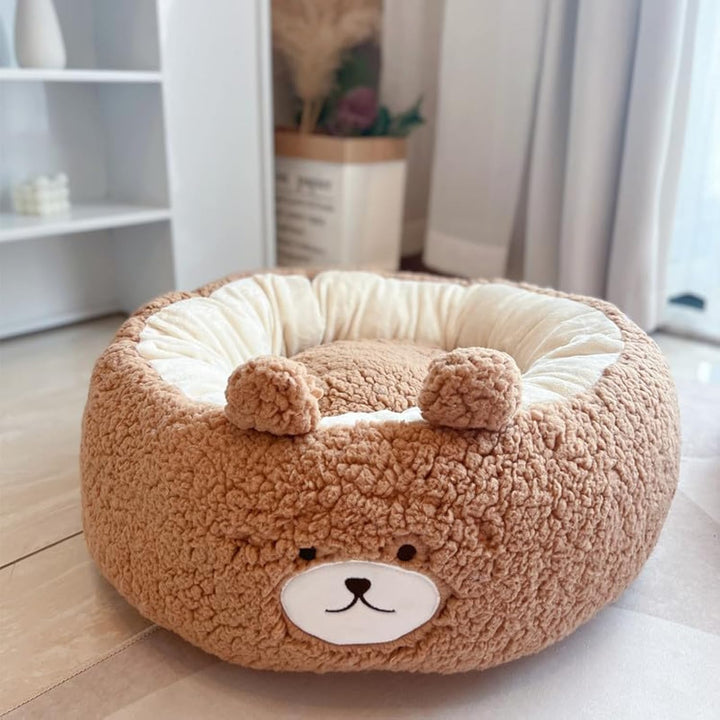 Cartoon Red Panda Plush Pet Nest Round Bed for All Seasons