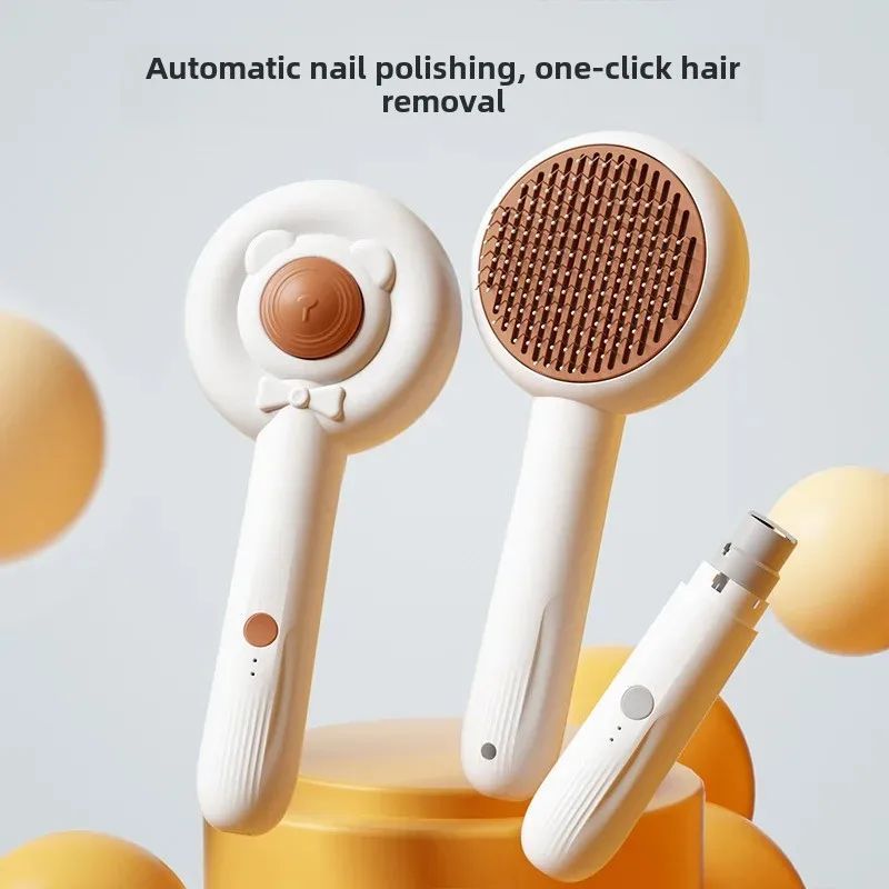 Rechargeable Two-in-One Pet Nail Trimmer and Grooming Brush